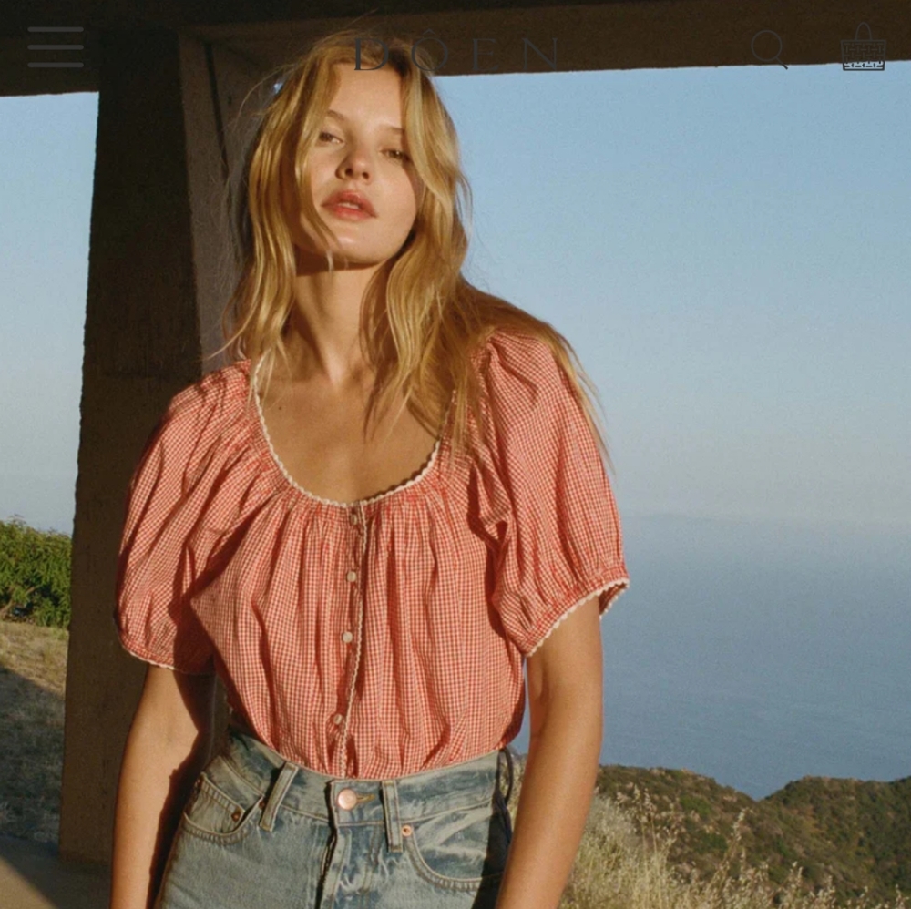 Doen Tennessee top in cerise gingham